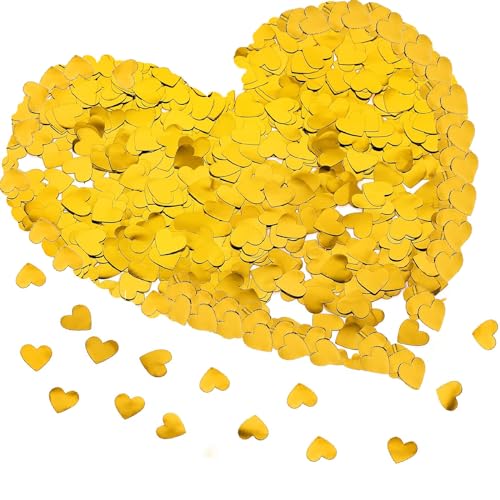 Konfetti Gold Herzen, 50g Bunte Streudeko 1.5cm Confetti Deko Hochzeit Tischdeko Goldene Pailletten Confetti für Einschulung Party Weihnachten Taufe Valentinstag Jahrestag von UESDU