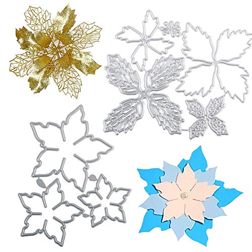 UFLF 2 Set Weihnachten Stanzschablonen Blumen Stanzen Blüten Metall Prägeschablonen Stanzformen Cutting Dies für DIY Scrapbooking Karten Handwerk Geschenk Homedeko von UFLF