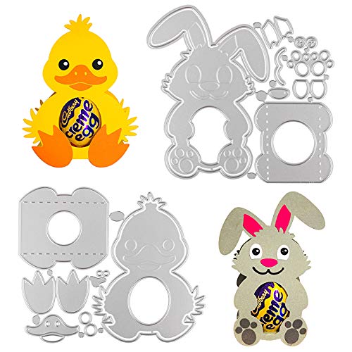 UFLF 2 Stücke Ostern Stanzschablonen Hase Ente Box Stanzen Metall Prägeschablonen Stanzformen Cutting Dies für DIY Scrapbooking Karten Handwerk Geschenk Homedeko von UFLF