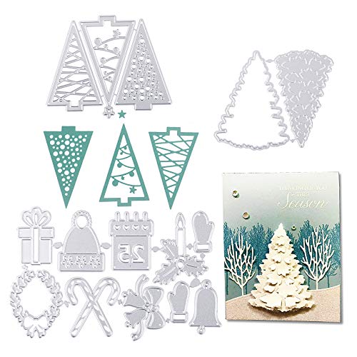 UFLF 3 Set Weihnachten Stanzschablonen Weihnachtsbaum Stanzen Metall Prägeschablonen Stanzformen Cutting Dies für DIY Scrapbooking Karten Handwerk Geschenk Homedeko von UFLF