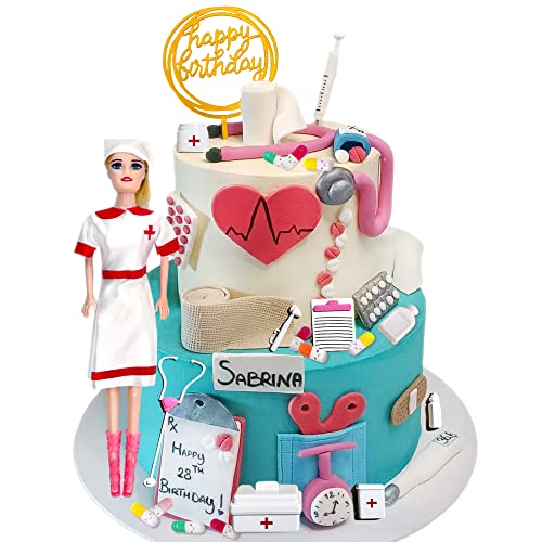 21 Stück Krankenschwester-Kuchendekoration Still-Cupcake-Topper Barbie-Kuchendekoration Krankenschwester-Abschluss, Kuchendekorationen, RN Themenparty, Gastgeschenke, Krankenschwester-Dekorationen für Krankenpflege, Abschlussfeier, Arzt, Krankenschwester, Partyzubehör von UFROMSKY