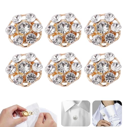 6 Stück Strass-Knopfabdeckungen, abnehmbare Hemdknopfclips, schicke Kristallknöpfe zur Dekoration von Kleidung (6pcs B) von UFZKOOEP