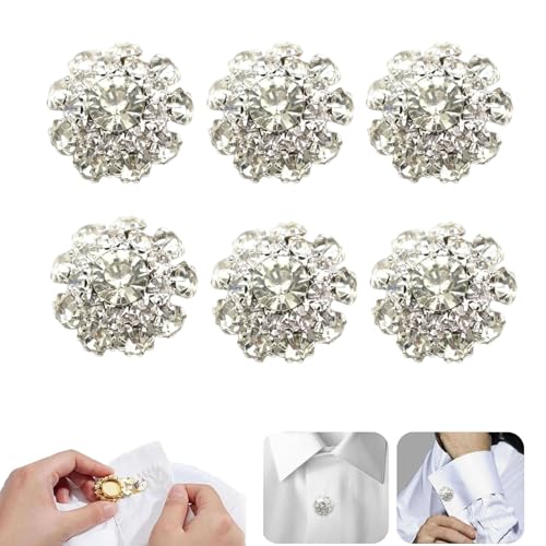 6 Stück Strass-Knopfabdeckungen, abnehmbare Hemdknopfclips, schicke Kristallknöpfe zur Dekoration von Kleidung (6pcs D) von UFZKOOEP