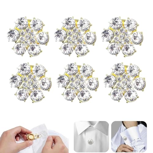 6 Stück Strass-Knopfabdeckungen, abnehmbare Hemdknopfclips, schicke Kristallknöpfe zur Dekoration von Kleidung (6pcs F) von UFZKOOEP