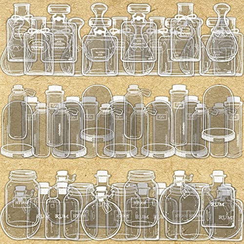 Scrapbooking Sticker Set Flaschen Transparente Dekorative Aufkleber für Sammelalbum Laptops Bullet Journal DIY-Kunsthandwerk Scrapbook zubehör 90 Stück von UGBO