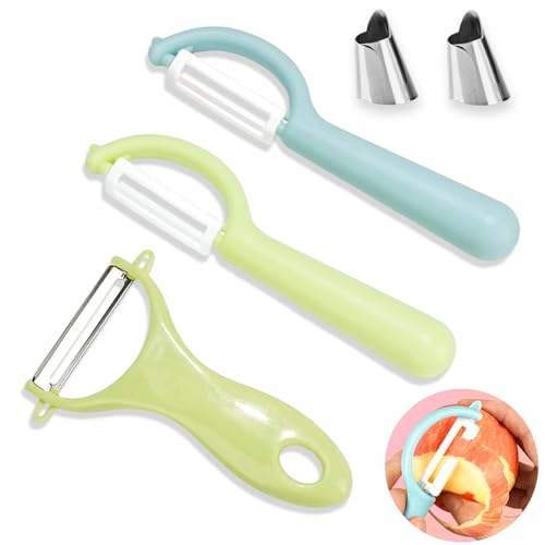 Sparschäler Kartoffelschäler Set Kinderschäler Universalschäler Schäler mit Drehbare Klingen Peeler Multifunktion Y-Förmig Gemüseschäler für Gemüse Obst Karotten 3Pcs von UGBO