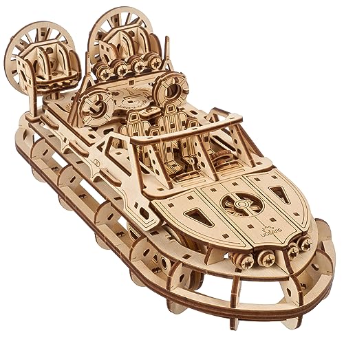 UGEARS Luftkissenboot modelbausatz für Rettungseinsätze - 3D Holzpuzzle für Erwachsene - Modellbau Schiffe Holzbausatz im Maßstab 1:32 - DIY 3D Puzzle Luftkissenboot mit realistischer Bewegung von UGEARS