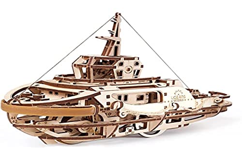 Ugears mechanischer Schleppschiff 3D Puzzle Kit Bewegliches Schlepper Holzpuzzle Bastelset und Denkaufgabe für Erwachsene | DIY Puzzle Lernspielzeug und Holzbausatz für Kinder von UGEARS