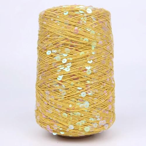 Baumwolle Garn Glitzergarn 50G/140M 6/3 Mm Pailletten-Häkelgarn Weiß Silberfarben Glänzend Glitzerndes Strickgarn Zubehörgarn Diy Makramee Taschentuch 2Pc A- von UGEFKMQ