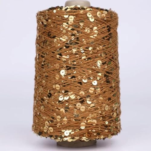 Baumwolle Pailletten Garn Glitzergarn 50G/140M 6/3 Mm Pailletten-Häkelgarn Weiß Silberfarben Glänzend Glitzerndes Strickgarn Zubehörgarn Diy Makramee Taschentuch 2Pc A- von UGEFKMQ