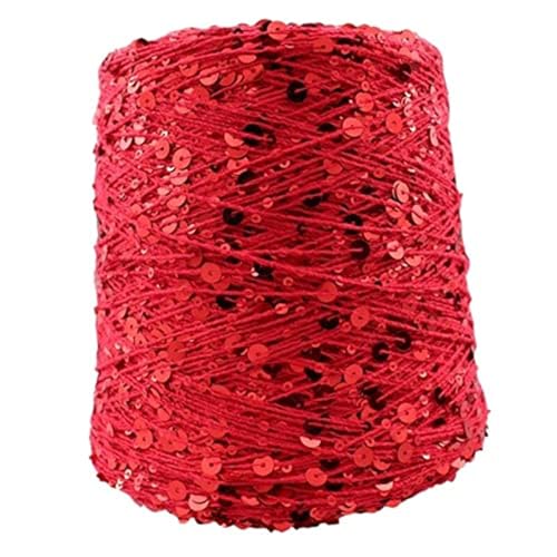 Baumwolle Strickgarn Paillettengarn 50G/140M Baumwollgarn 6 Mm + 3 Mm Spezielles Glitzerndes Garn Diy-Kleidungszubehör Stoffpuppen-Strickgarn 1Pc A-18 von UGEFKMQ