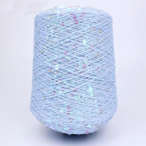 Baumwollgarn Glitzer Glitzergarn 50G/140M 6/3 Mm Pailletten-Häkelgarn Weiß Silberfarben Glänzend Glitzerndes Strickgarn Zubehörgarn Diy Makramee Taschentuch 1Pc A- von UGEFKMQ