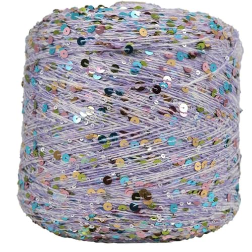 Glitzer-Strickgarn Paillettengarn 50G/140M Baumwollgarn 6 Mm + 3 Mm Glitzerndes Garn Pailletten-Theread Diy-Theread-Zubehör 8Pc A-19 von UGEFKMQ