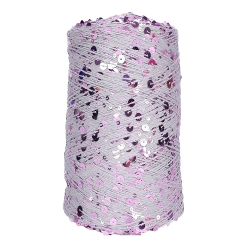 Glitzerndes Garn Glitzergarn 50G/140M 6/3 Mm Pailletten-Häkelgarn Weiß Silberfarben Glänzend Glitzerndes Strickgarn Zubehörgarn Diy Makramee Taschentuch 1Pc A- von UGEFKMQ