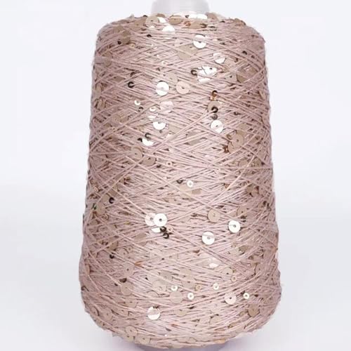 Pailletten Beilaufgarn Glitzergarn 50G/140M 6/3 Mm Pailletten-Häkelgarn Weiß Silberfarben Glänzend Glitzerndes Strickgarn Zubehörgarn Diy Makramee Taschentuch 1Pc A- von UGEFKMQ