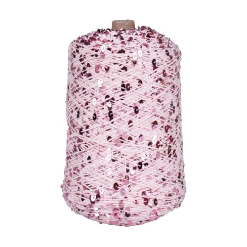 Pailletten-Garn Strickgarn Glitzergarn 50G/140M 6/3 Mm Pailletten-Häkelgarn Weiß Silberfarben Glänzend Glitzerndes Strickgarn Zubehörgarn Diy Makramee Taschentuch 2Pc A- von UGEFKMQ