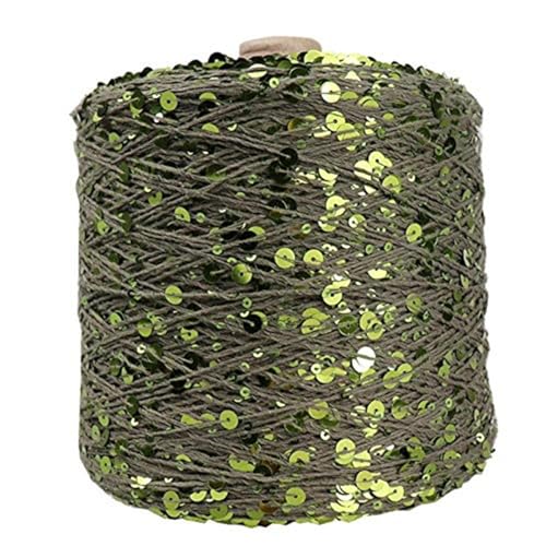 Pailletten Strickgarn 50G Glitzergarn 140 M Baumwollgarn 6 Mm + 3 Mm Lame-Garn Pailletten-Theread-Zubehör Kunstgarn 1Pc A-14 von UGEFKMQ