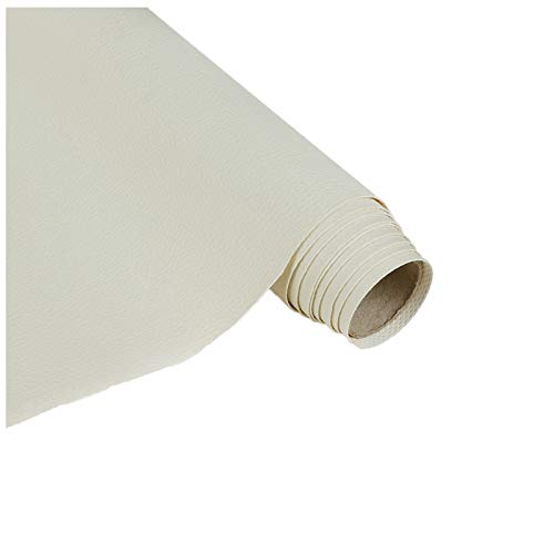 Leder Kunstleder Gewebe Leder Stoff Mit Litschi-Muster PU-Ledertuch Polsterstoff-Material 0,59mm Dick Für Taschenhut DIY Handwerk Nähen Und Dekorationen(Size:1.6x1m,Color:Gelb)(Creamy-white,1.6x10m) von UGIENRHV