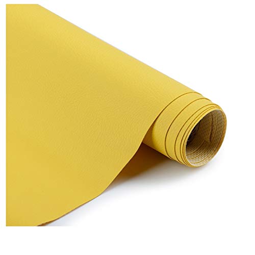 Leder Kunstleder Gewebe Leder Stoff Mit Litschi-Muster PU-Ledertuch Polsterstoff-Material 0,59mm Dick Für Taschenhut DIY Handwerk Nähen Und Dekorationen(Size:1.6x1m,Color:Gelb)(Yellow,1.6X1m) von UGIENRHV