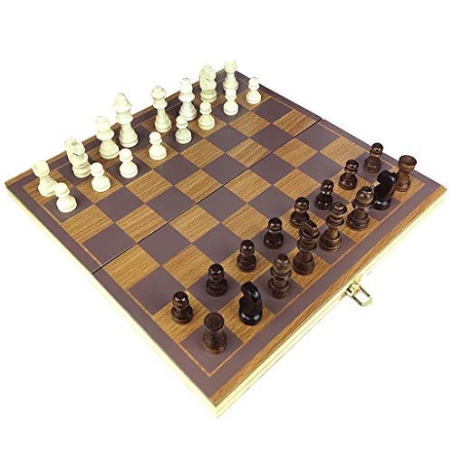 Schach Schachspiel 11,5 x 11,5 Zoll Klappbares Standard-Schachspielbrettset aus Holz mit in Handarbeit gefertigten Holzfiguren und Schachfiguren Aufbewahrungsschachbrettset Spiel von UGKSBDVJK