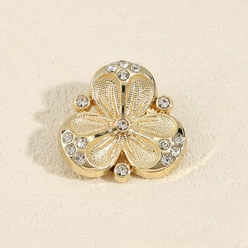 Blazer-Knöpfe, Knöpfe zum Nähen, goldfarbene Blumen-Metall-Strass-Knöpfe zum Nähen, Strass-Schaft, Strass-Schaft, Diamant-Gold, 23 mm, 10 Stück von UGUGU