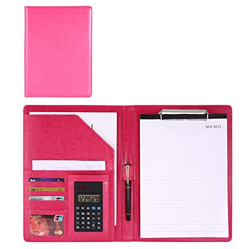 Konferenzmappe, A4, Mappe for Lebensläufe, Bewerbungsgespräche, Organizer for juristische Dokumente und Visitenkartenhalter, Klemmbrett-Mappe, Briefpapiertaschen for die Büroarbeit(Rose Red) von UGZPWQLNX