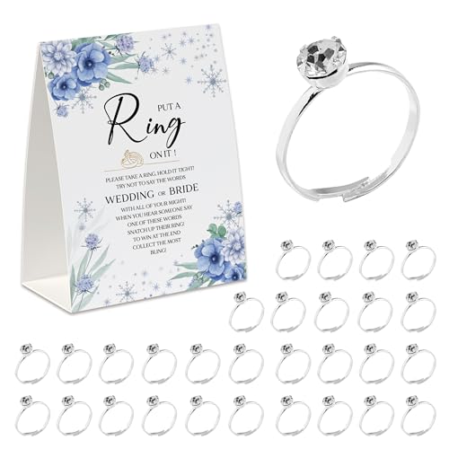 Put A Ring on It Spiel (50 Ringe mit einem Schild), sagen Sie nicht Hochzeits- oder Brautspiel, lustiges Brautparty-Spiel, Brautparty-Dekorationen, violett-blaue Anemone-JZDS10 von UHADRE