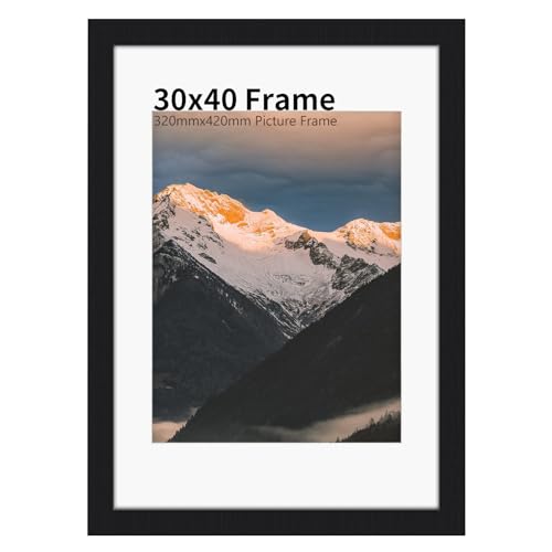 30x40 cm Bilderrahmen für 30x40 cm Bilder Schwarz Holz Fotorahmen mit Passepartout und Plexiglas für Tischplatte und Wandmontage Posterrahmen mit edlem Klassisch Design von UHOUSEST