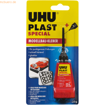 6 x Uhu Kunststoffkleber / Modellbaukleber Plast Spezial Flasche 30g von UHU