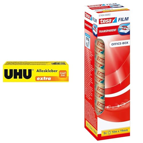 UHU Alleskleber Extra Tube, Gel-Form für extra starkes und tropffreies Kleben, 125 g & tesafilm transparent - Transparentes Klebeband von UHU