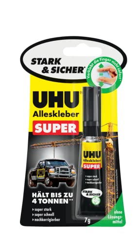 UHU Alleskleber SUPER Tube – Super starker und super schneller Universalkleber – Nachkorrigierbar – 1 x 7 g von UHU