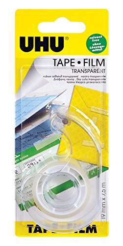 Uhu 45970 - Klebe-Film transparent, Abroller mit Nachfüllrolle, 7.5 m x 19 mm, 3 Stück von UHU