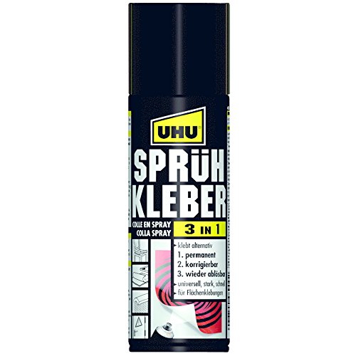 Uhu 48900 - Sprühkleber 3 in 1 Permanent - Korrigierbar - Wieder Ablösbar 200 ml von UHU