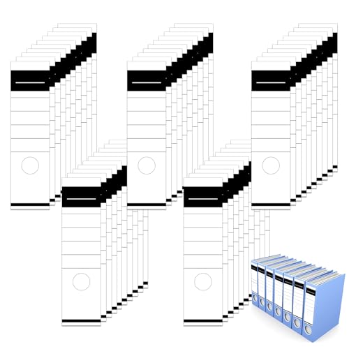 UICCVOKK 50 Stück Ordner Etiketten, Ordnerrücken Aufkleber, Weiß Ordner Rückenschilder, 50x Ordneretiketten, Ordner Rückenschilder, 3.6 x 19cm Selbstklebend Aufkleber, für 5cm Schmale Ordner Aufkleber von UICCVOKK