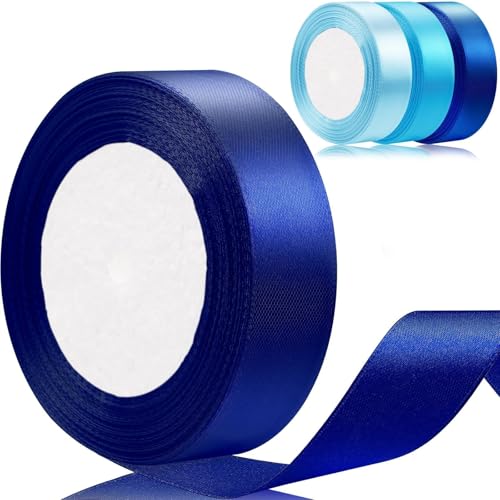 4 Rollen 90M Geschenkband Blau 25 mm x 22.5 m Schleifenband Ribbon Band Satinband Blau Schleifen Samtband Bänder zum Basteln Geschenkpapier Band Diy Handwerk Satinbänder für Geburtstag Hochzeit Party von UIEHII