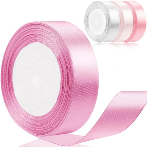 4 Rollen Geschenkband Rosa 25 mm x 22.5 m Schleifenband Ribbon Band Satinband Rosa Schleifen Samtband Rosa Bänder zum Basteln Geschenkpapier Band Diy Handwerk Satinbänder für Geburtstag Hochzeit Party von UIEHII