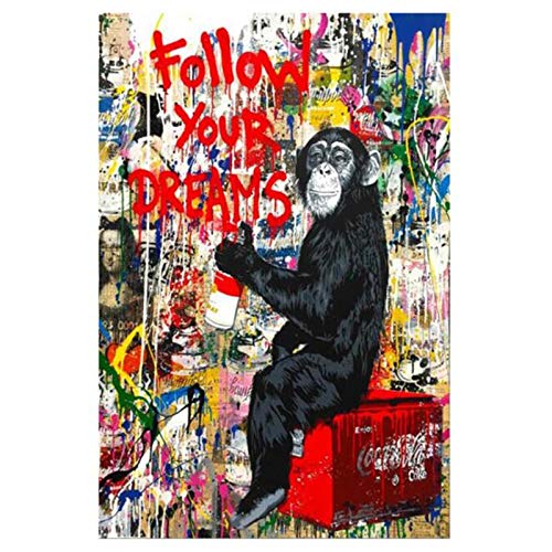 UIGJIOG Straße Graffiti Wandkunst Bild Leinwand, Kinderzimmer Poster abstrakte Drucke, Wohnzimmer Schlafzimmer Dekoration Rahmenlos, rot,12" x 24" (30cm x 60cm) von UIGJIOG