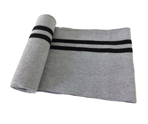 UIJIQX 14 x 95 cm dehnbarer, gestreifter Strickstoff, DIY Rippenstoff zum Nähen, Kragen, Manschetten, Bekleidungszubehör, Rippstrickstoff (graudoppelt, schwarz) von UIJIQX