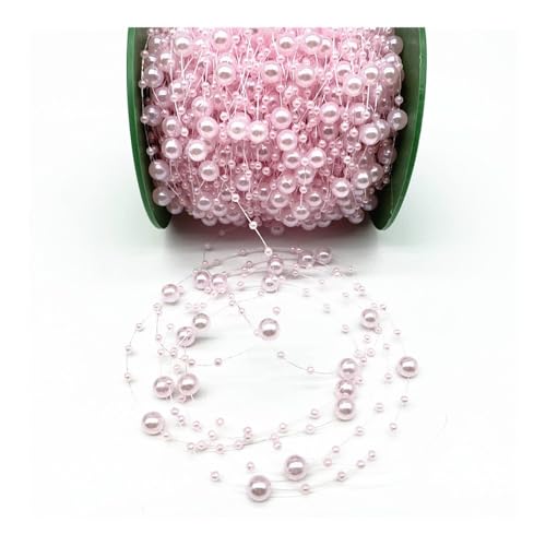 UIJIQX 2 Yards 8 + 3 mm Weihnachtsdekoration, Angelschnur, künstliche Perlen, Kette, Girlande, Blumen, Hochzeit, Party (Rosa) von UIJIQX