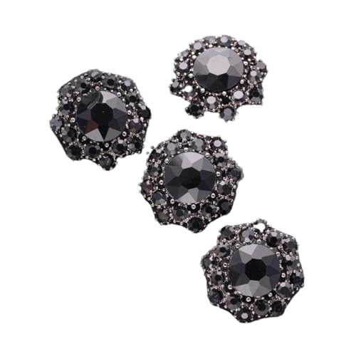 UIJIQX 4 x Blumen-Strass-Metallknöpfe für Pelz, Mantel, Hemden, Cardigan, Kragen, Kleid, Mode, dekorative Knöpfe, Zubehör (JRB-A5736-2,28 mm) von UIJIQX