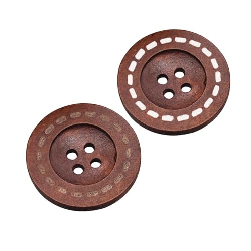 UIJIQX 50 Stück DIY Holzknopf Nähen Zubehör Handmade Holz Handwerk Dekoration Kinderkleidung Kleidung 4 Löcher Retro Runde Holzknopf (D-Style 50pcs, 20mm) von UIJIQX