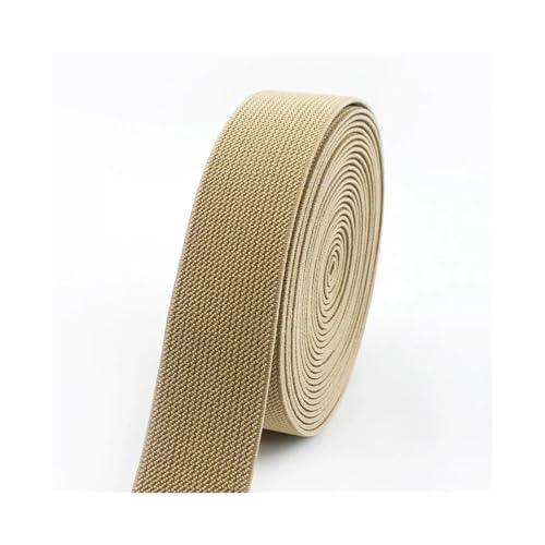 UIJIQX Elastisches Band für Hosen, Bund, Nähen, Gummiband, Kleidung, Gürtel, Unterwäsche, Stretch-Gurtband, DIY-Zubehör (Khaki, 5 m _ 38 mm) von UIJIQX