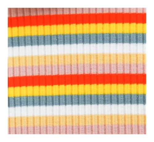 UIJIQX Gerippter, gekämmter Regenbogen-Bündchenstoff, gestreift, Stretch, zum Nähen, Basis, Hemden, Stricken, Halsausschnitt, 45 x 125 cm (5,180 x 125 cm vorgeschnitten) von UIJIQX