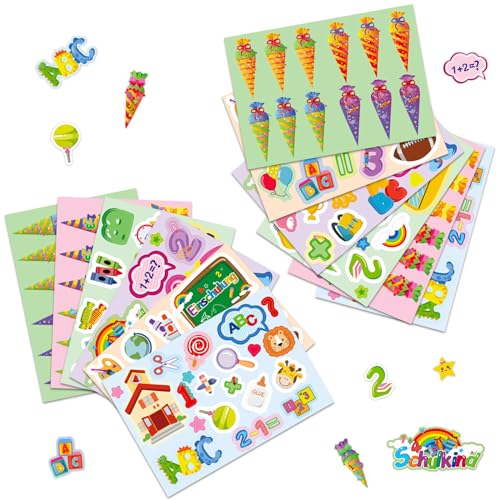 Schulkind Schulanfang Geschenke -12pcs Einschulung Sticker Schulanfang Aufkleber für Mädchen Jungen für 1. Schultag Party Mitgebsel Geschenk von UIKTSSL