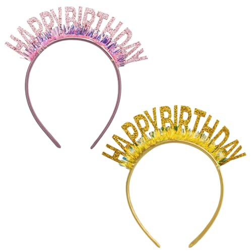 UILYNIU 2 Stück Geburtstag Kronen Mädchen Stirnband, Geburtstagskronen für Mädchen, Geburtstag Kopfschmuck, Geburtstag Tiara, Geburtstagsfeier Kronen Stirnband, Gute zum Geburtstag Stirnband (Rose) von UILYNIU