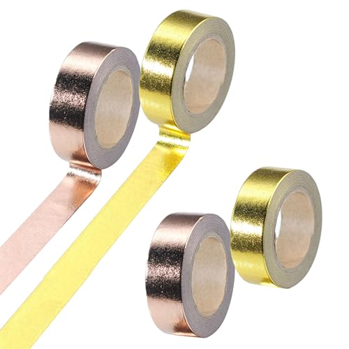 UILYNIU 4 Rollen Washi Tape, Selbstklebende Metallic Klebeband, Goldfolie Washi Tape 15mm x 5m, Craft Dekorative Klebeband, Washi Tape Gold, für DIY Craft Scrapbooking Geschenkpapier von UILYNIU