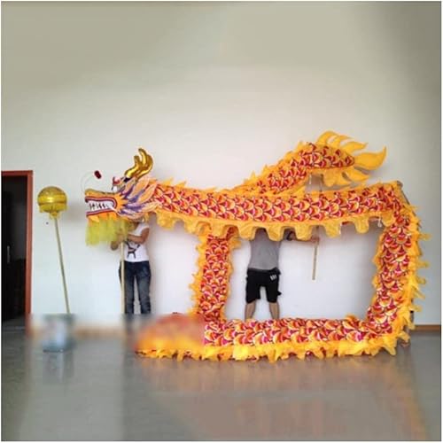 UINGBPXT Dragon Dance Requisiten 7m Drache Tanz mit 3D Drachen Kopf und Swing Seil Combo Chinesische Wulong Flowy Band Streamer Outdoor Silk Drache Wunderschön von UINGBPXT