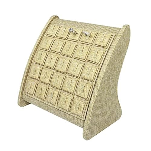 UINGBPXT Schmuckschatullen Schmuckschatulle Beige Leinen Schmuck Fall Ring Ohrring Einsatz Display Schmuck Lagerung Display 30 Gitter Halter Schmuck Veranstalter Geräumig von UINGBPXT