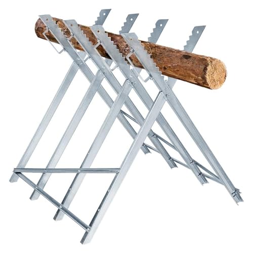 UISEBRT Klappbarer Sägebock für Kettensägen, Belastbarkeit 150kg, Stahlgestell für Brennholz und Holzsägearbeiten, 82x80.5x79cm, Stahl von UISEBRT