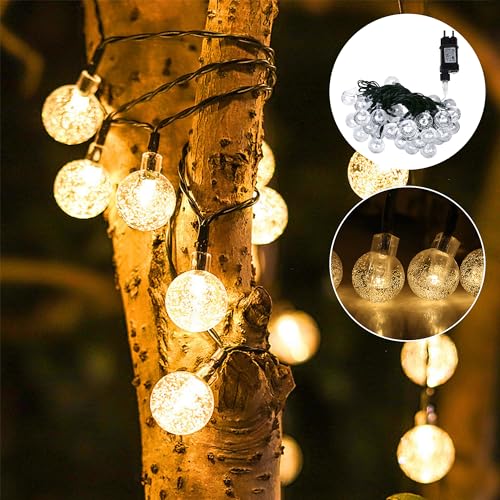 UISEBRT LED Lichterkette Außen Innen Warmweiß Kristall Kugeln Lichterketten 30M 240LED mit 8 Leuchtmodi, Dekoration Weihnachten, Halloween, Hochzeit, Party, Wasserdicht IP44 - Transparente Linie von UISEBRT